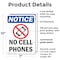 Signmission No Cell Phones, 7 in W x Rectangle, Plastic OS-2PACK-NS-P-710-V-14429 - alternate 3
